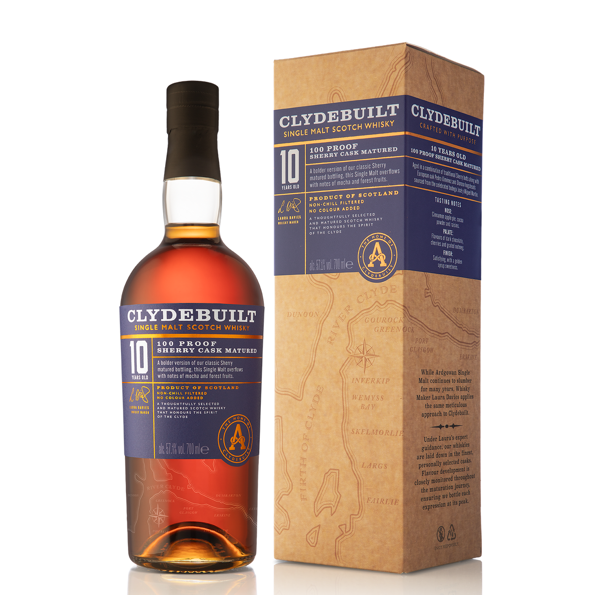 Ardgowan, Clydebuilt 10 Year Old, 100 Proof Sherry Cask Matured - Single Malt Whisky, 70cl