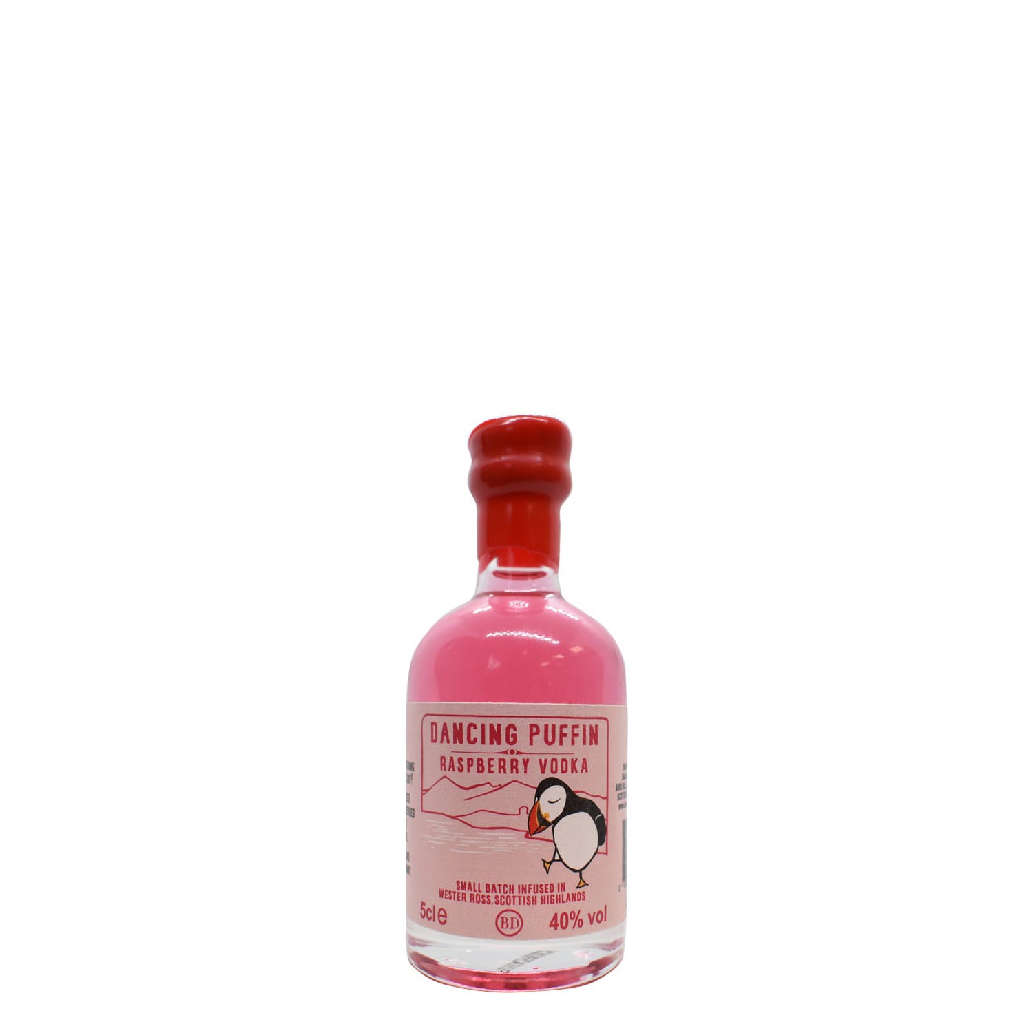 Dancing Puffin Raspberry Vodka, 5cl Miniature