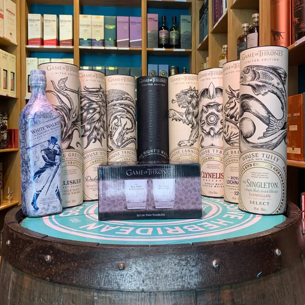 Game of Thrones - 9 bottle set plus Glasses - Single Malt Whisky - 70cl