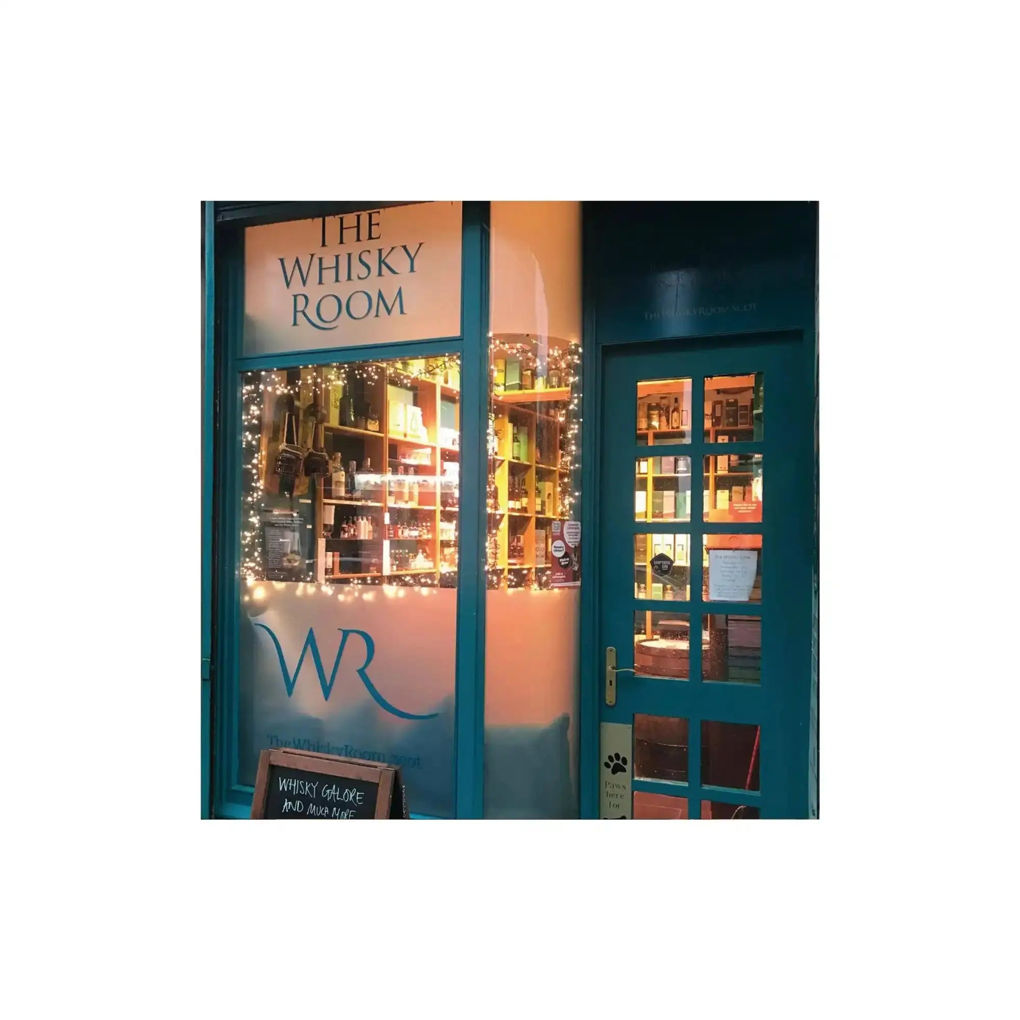 Whisky shop storefront.