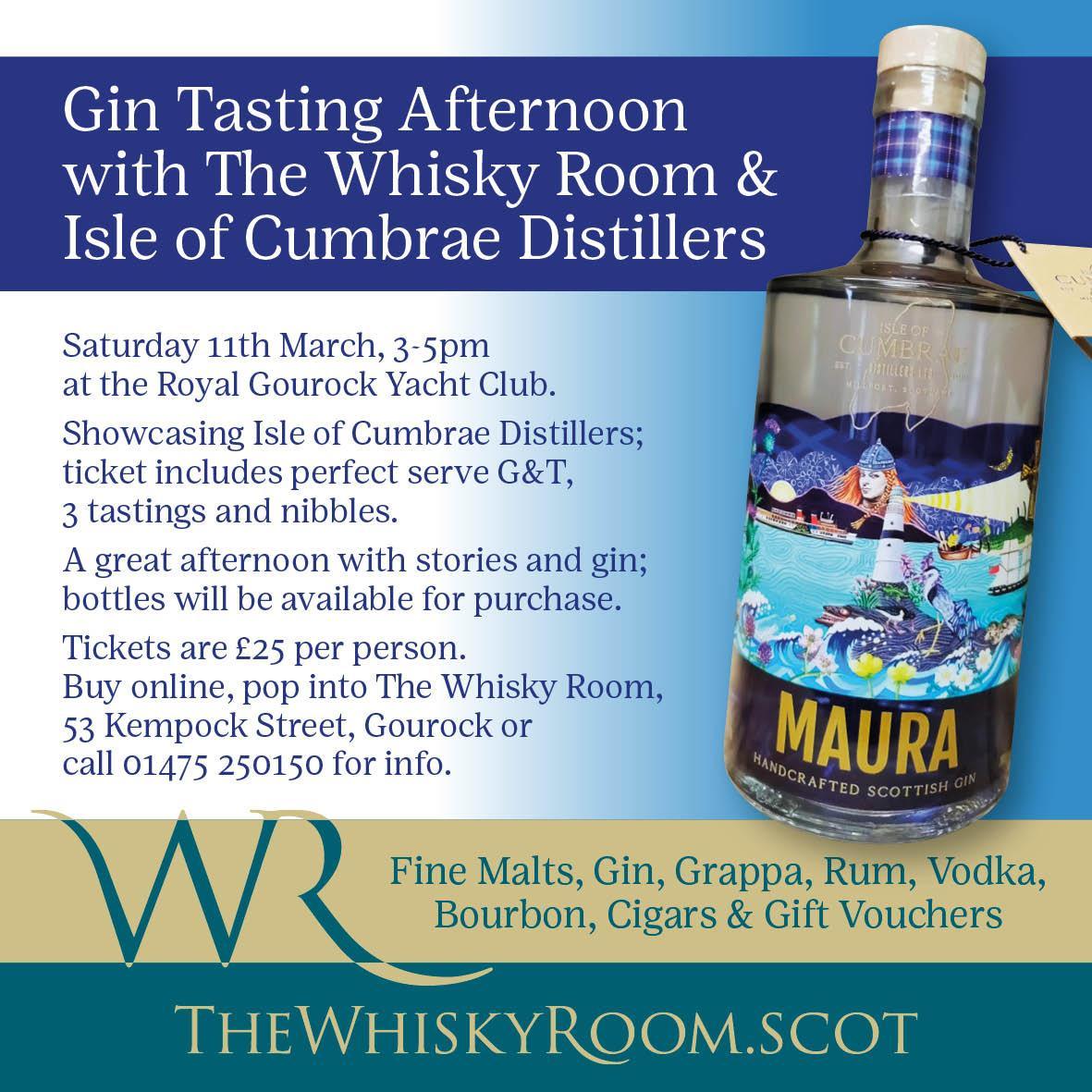 Gin Tasting Afternoon Event, Saturday 11th March with Isle of Cumbrae Distillers