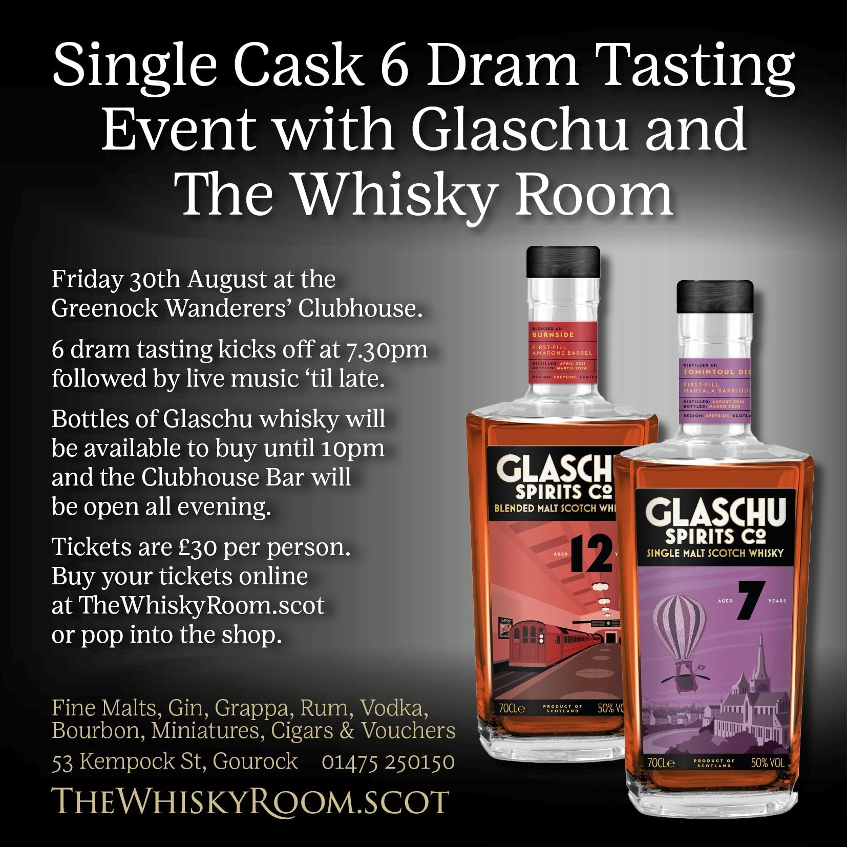 2024 - Single Cask Tasting Event, 30th August 2024 with Glaschu Spirits Co | Buy From Scotland