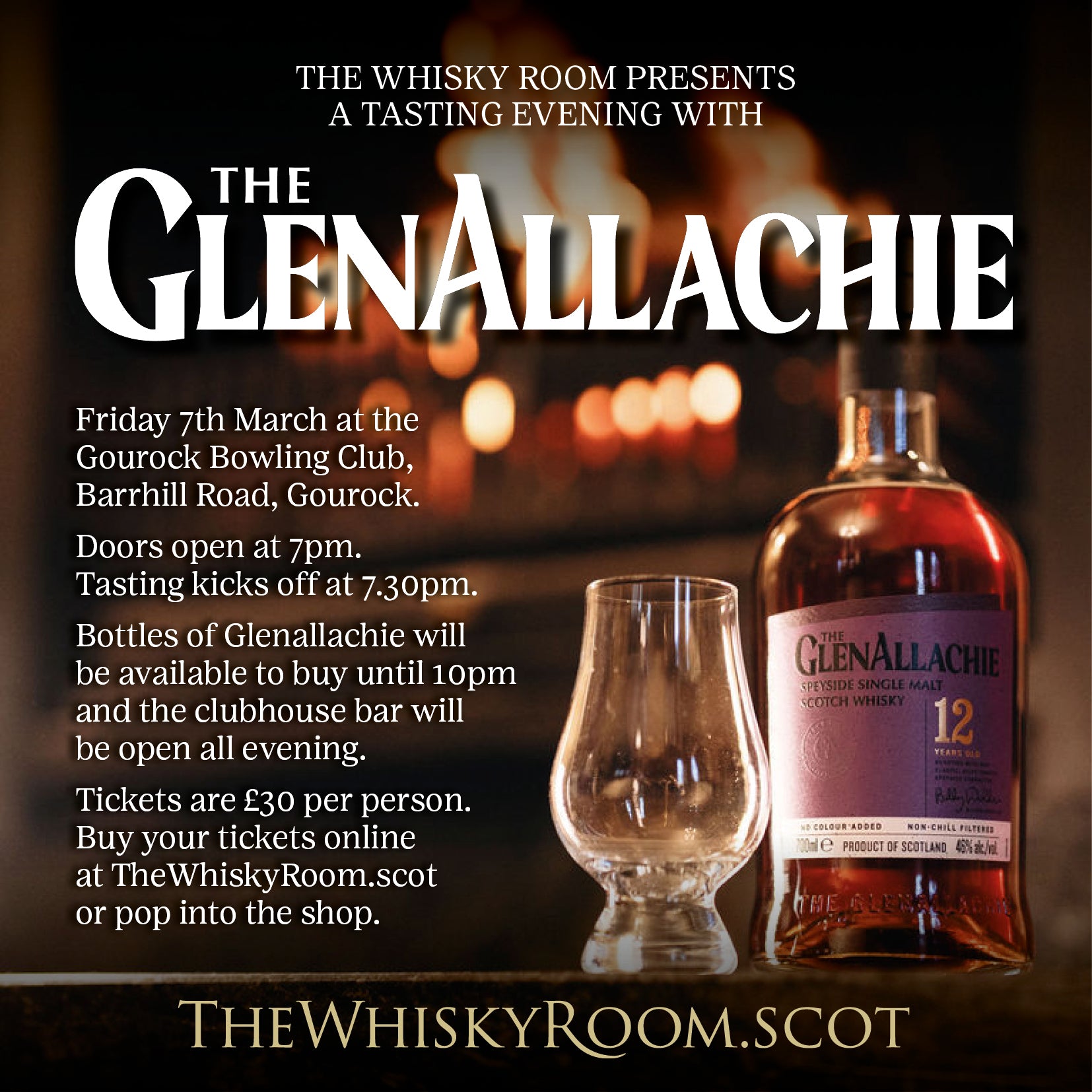 2025 - Whisky Tasting Event, Friday 7th March 2025 with The Glenallachie