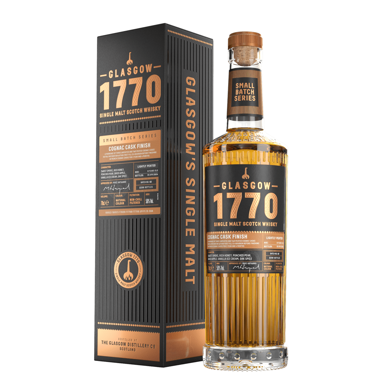 Glasgow 1770 Small Batch Series, Cognac Cask Finish - Single Malt Whisky, 70cl