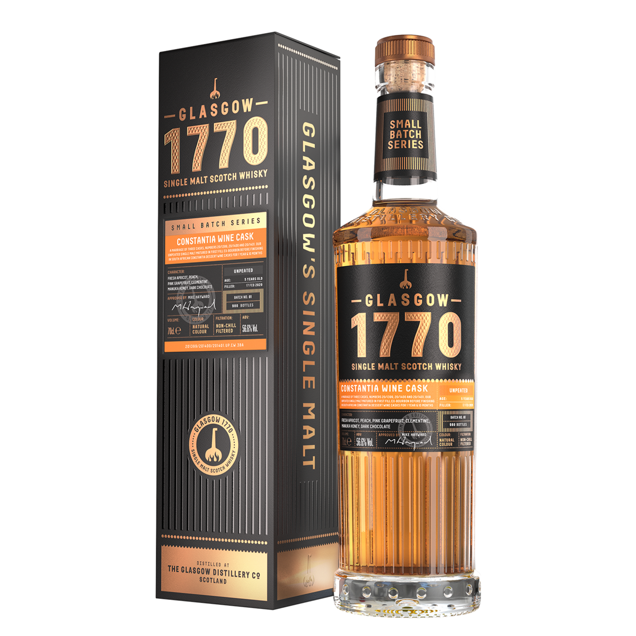 Glasgow 1770 Small Batch Series, Costantia Cask Finish - Single Malt Whisky, 70cl