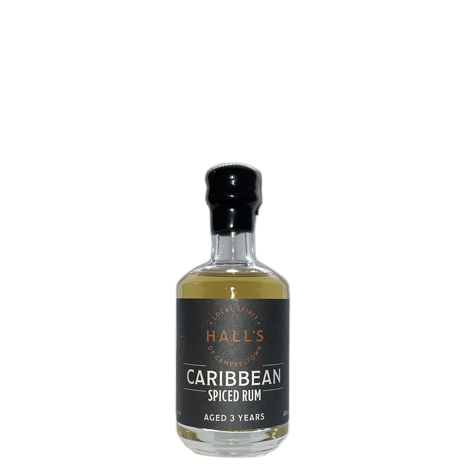 Hall’s Spiced Caribbean 3 year old Rum, 5cl Miniature