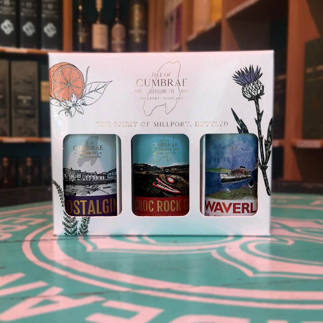 Isle of Cumbrae Gin, pack regalo de 3 botellas - Miniaturas