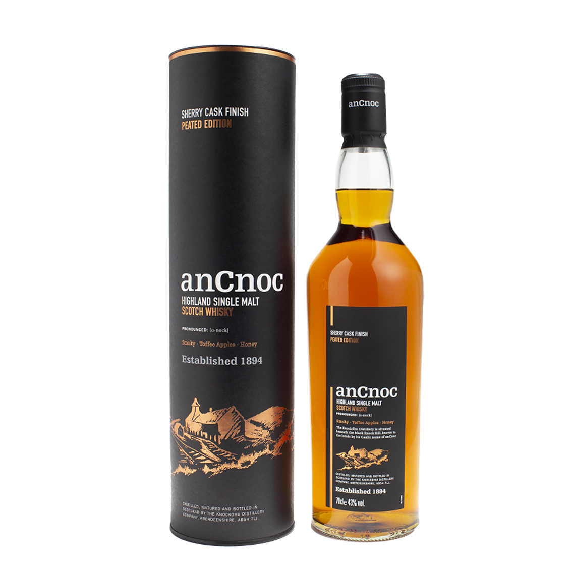 anCnoc, Sherry Cask Finish, Peated Single Malt Whisky