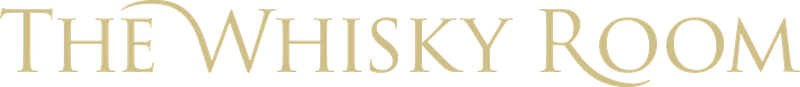 Logo of 'The Whisky Room' with gold text on a white background